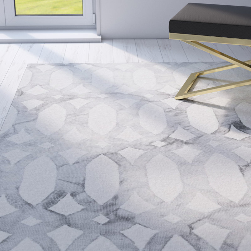 Willa Arlo Interiors Tadashi HandWoven Wool Navy Blue/Light Gray Area